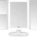 Luvly Trifold Vanity Mirror with LED Lights | Touch Screen Dimming - 1x 2X 3X Magnification - Portable Makeup Mirror