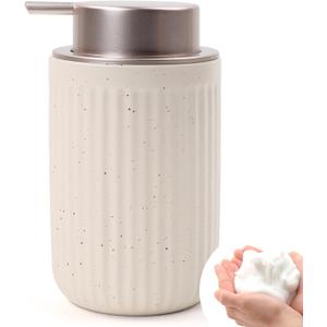 BosilunLife Foam Hand Soap Dispenser - Ceramic Foaming Soap Dispenser for Bathroom 12oz Refillable Liquid Lotion Soap Dispenser with Rust-Proof Foaming Pump for Countertop