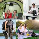 Portable Camping Fan with LED Lantern, 24HRS Running 8inch Rechargeable Tent Fan, Powerful 3-Speed 180 Rotate with Hook, Quiet for Outdoor RV Travel Fishing Hurricane Emergency Power Outage