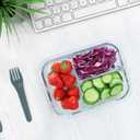 M MCIRCO [2 Pack, 36 oz] Glass Meal Prep Containers 3 Compartment with Lids, Glass Lunch Containers,Food Prep Lunch Box,Bento Box,Microwave, Oven, Freezer, Dishwasher (4.5 Cups)