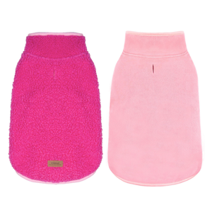 cyeollo Warm Dog Sweater Coat Jacket Thickened Thermal Sherpa Sweaters Reversible Fleece Vest Pet Clothes for Cold Weather Winter Dog Coats for Small Dogs Girl, Pink M (Medium (10-15lbs))