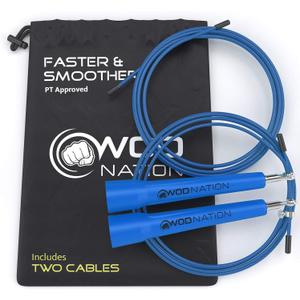 WOD Nation Adjustable Speed Jump Rope For Men, Women & Children - Blazing Fast Fitness Skipping Rope Perfect for Boxing, MMA, Endurance
