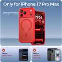 Thomo Magnetic for iPhone 17 Pro Max Case, [Compatible with Magsafe] [Full Camera Protection] Translucent Matte Military Grade Shockproof with Anti-Fingerprint Phone Cover 2025, Red