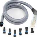 16FT Shop Vac Hose Dust Collection Hose for Home & Shop Vacuum System with 6 Adapters of Woodworking Power Tool and Sander, Compatible with Multi-Brands, Silver Gray Vacuum Hose