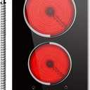 2 Burner Electric Cooktop - Built-in 3000W Two Burner Electric Stove, 220V Ceramic Cook Top with 9 Power Heating Levels, Knob Control, 220V - 240V Hard Wired (No Plug)