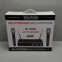 Boytone, Wireless UHF Microphone System  Dual Fixed Frequency Channel, 2 Metal Handheld Dynamic Transmitter Mics, for Party, Church, Aluminum Carrying Cases, 110/220V (BT-102UM)