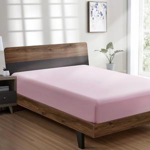 FreshCulture Queen Fitted Sheet - Hotel Quality, Ultra Soft & Breathable Brushed Microfiber, Deep Pocket, Cooling Fitted Sheets for Queen Size Bed (Dusty Pink)