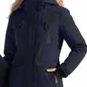 FREE SOLDIER Women's Waterproof Ski Snow Jacket Warm Fleece Lined Winter Rain Jacket with Hood Fully Taped Seams (Medium, Midnight Navy)