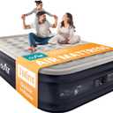 Queen Air Mattress with Built-in Pump, 18" Raised Blow Up Mattress, 800 lbs Max Honeycomb Air Bed, 48Hr Leak-Proof Test, 3min Inflatable Mattress for Home, Guests, Camping, Colchones inflables (Gray Top With18" Black Base)