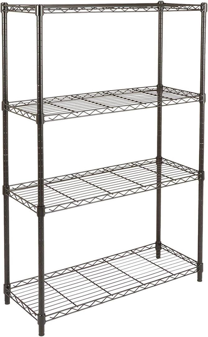 Amazon Basics 4-Shelf Adjustable Heavy Duty Steel Wire Rack Storage Shelving, Sturdy Garage Shelving, 350 lbs Capacity Per Shelf, Easy No-Tool Assembly, 36" x 14" x 54", Black