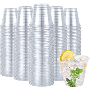 Turbo Bee 600 Pack 9 oz Clear Plastic Cups, Disposable Reusable Tumblers Crystal Clear PET Cups for Wedding, Thanksgiving, Halloween, Christmas Party