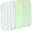 3-Pack Bedside Sleeper Bassinet Sheets | GOTS Certified Organic Jersey Cotton, Ultra Soft & Breathable | 33x20x4” Fitted Sheets for Baby Bassinet Mattress | Universal Fit for 17–21” x 29–33” Pads