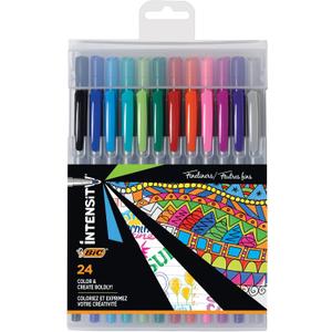 BIC Intensity Fineliner Marker Pen Set, Fine Point Pens (0.4 mm), Assorted Colors, 24-Count Pack, Markers for School