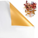 CCINEE 20 Sheets Double Sided Golden Flower Wrapping Paper Waterproof Fresh Flower Packing Material Florist Bouquet Supplies DIY Craft Gift Packing, White+Gold