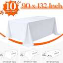 10 Pack White Rectangle Table Cloth 90 x 132 Inch for 6 Foot Tables | Wrinkle Resistant, Washable Rectangular Table Cloth, Polyester Fabric, For Party Banquet Wedding Buffet
