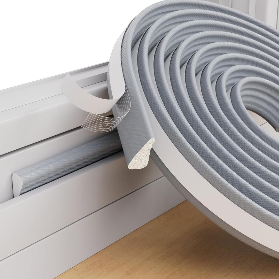 ESUFEIR 196" Wedge Sliding Window Weather Stripping Door Gap Filler,Adhesive Window Insulation for Winter Door Seal Strip,Soundproof Foam Tape for Frame,Gray