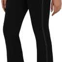 Sunzel Flare Leggings for Women with Pockets, High Waisted Tummy Control Yoga Pants, Wide Leg Denim-Look (Black, S)