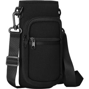 Water Bottle Carrier with Shoulder Strap for 64oz 40oz 32oz 128oz Water Jugs, Water Bottles Holder Bag with Phone Pouch Pockets for Camping& Travelling-The Perfect Flask Accessory