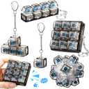 5 Pcs Keyboard Adult Fidget Clicker in 5 Styles Keyboard Fidget Keychain Cube Mechanical Key Button Clicker Stress Relief Gift for Office Home Pass Time(Black Transparent)