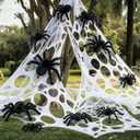Halloween Decoration Outdoor 8 Pcs Giant Spider with 960 Sqft Stretchy Netting Spiderweb Set for Large Haunted Props Cobwebs Garden Yard Party (59, 24, 20, 12)(White,Black)