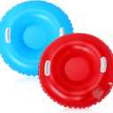 Shappy 2 Pack 36'' Snow Tube Inflatable Snow Sleds Heavy Duty Sleds Adults for Winter Outdoor Sports Toboggan with Handles Thickened Bottom (Red, Blue)