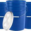 6 Gallon Large Blue Food Grade Plastic Bucket Pail with Air Tight Screw on Lid (Pack of 1) Made in USA pails