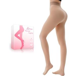 HONGTEYA Fleece Lined Tights Women Winter Thermal Leggings Pantyhose Fake Translucent Thick Warm Sheer Tights, Small