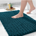 Yimobra Bathroom Rugs Non Slip Washable 24x17 Inch - Ultra Soft Absorbent Chenille Bath Mat, Quick Dry Shaggy Floor Carpet for Tub Shower, Peacock Blue Home Decor Accessories