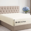 Extra Deep King Fitted Sheet - Hotel Luxury Single Fitted Sheet Only - Easily Fits 18 inch to 24 inch Mattress - Ultra Soft, Wrinkle & Fade Free w/Extra Deep Pockets - Breathable & Comfy - Off White