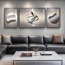 Extra Large Framed Modern Abstract Wall Art for Living Room, 3 Piece Black Grey Prints Wall Paintings Artwork for Walls, Silver Gray Luxury Wall Pictures for Hallway Entryway Foyer Stair Office Wall Decor 30x80 Inch