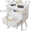 JOONEE White Nightstand,Modern Bedside Table with Storage Drawer and Open Wood Shelf, for Living Room, Bedroom and Small Spaces, Accent Night Stand with Solid Wood Legs, Easy Assembly,Classic White