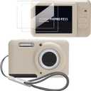 Case for Kodak PIXPRO FZ55,FZ55 accessories,Soft Silicone Protective Case,Comes with 2 Screen Protectors and 1 Wrist Strap - Off white