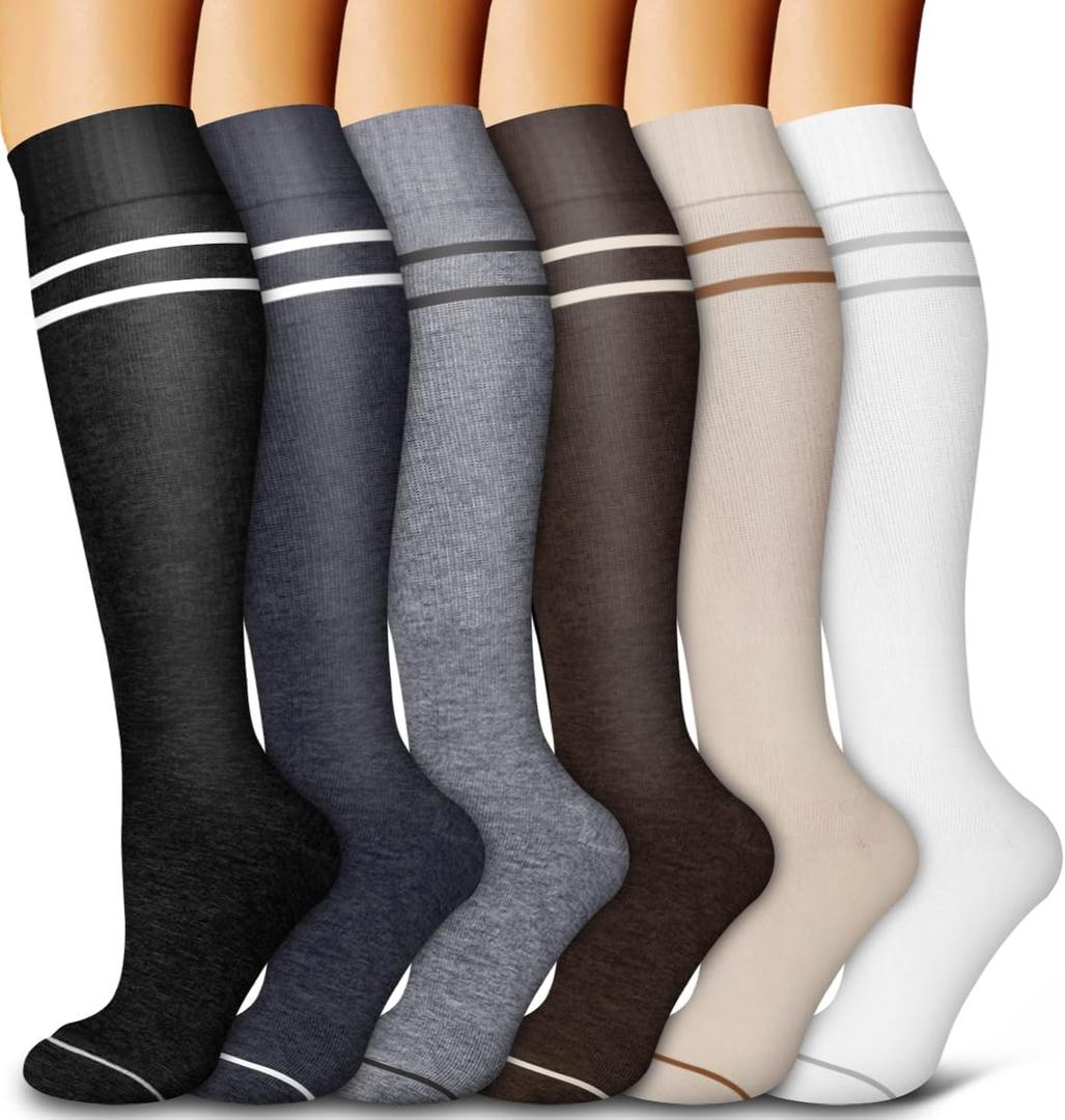 Bluemaple 6 Pack Copper Compression Socks for Women and Men Circulation-Best Support for Medical, Running,Nursing,Athletic (Small-Medium)