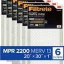 Filtrete 20x30x1 AC Furnace Air Filter, MERV 13, MPR 2200, Elite Allergen, Bacteria & Virus Filter, 3-Month Pleated 1-Inch Electrostatic Air Cleaning Filter, 6-Pack (Actual Size 19.81x29.81x0.78 in)