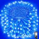 300 LED Blue Christmas Lights Outdoor Waterproof, 100ft Extra Long Blue String Lights 8 Modes Plug in Twinkle Fairy Lights with Timer for Indoor Outside Bedroom Christmas Tree Party Decorations