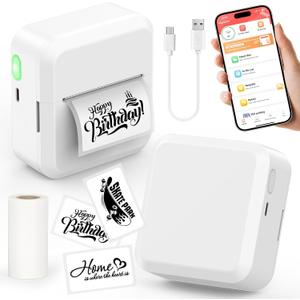 Portable Bluetooth Label Maker Machine with 30x50 mm Tape, Compact & Wireless Mini Label Printer Thermal Label Maker for Home, Office, Kitchen, Compatible with iOS & Android, White