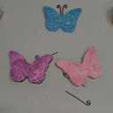 Butterfly Spring Decorations for Home, Wooden Butterflies Blocks Tiered Tray Decoration Set, Pink Blue Spring Table Top Decor for Office Party Shelf Door (Glitter 3PCS)