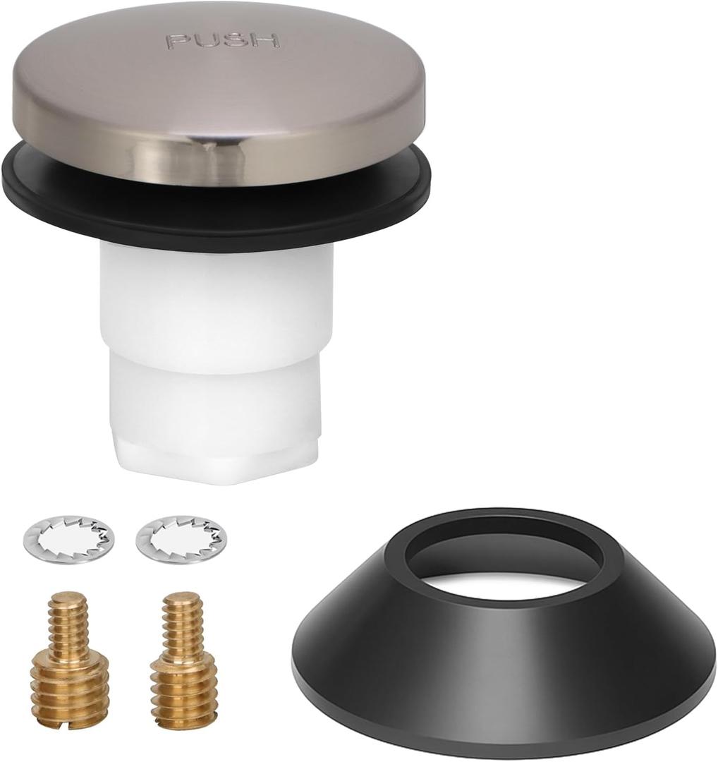 Tub Stopper Bathtub Drain Stopper Cover, Bathroom Tub Plug with 3/8 in. and 5/16 Thread Adapter, Compatible with K-1068204, Brushed Nickel Cap