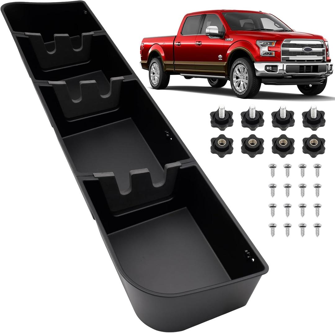 Mixsuper Liner Under Seat Storage for 2015-2026 Ford F150, 2017-2025 F250 F350 F450 F550 Super Duty, Rear Underseat Organizer for Ford F-150 Accessories Black