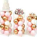 3PCS Acrylic Square Pedestal Stand for Party, Clear Cake Pedestal Stand
