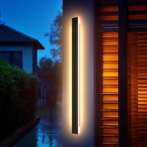 Outdoor Wall Light LED Long Wall Sconce 45.28in Ip65 Waterproof Black Modern Outdoor Lights 3000k 37W Metal Exterior Light Fixture for Porch Light Patio Door Yard Garden Villa Living Room