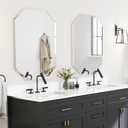 Chende 2PCS Beveled Bathroom Mirror, 20" x 30" Octagon Frameless Wall Mirror with Beveled Edge, Glass Mirror Vertical or Horizontal Hanging