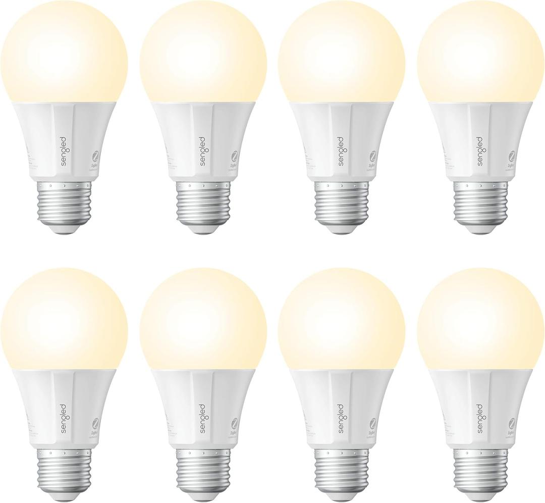 Sengled Zigbee Smart Light Bulbs, Smart Hub Required, Works with SmartThings and Echo with built-in Hub, Voice Control with Alexa and Google Home, Soft White 60W Eqv. A19 Alexa Light Bulb, 8 Pack