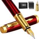 Fountain Pen, luxury pens,Fine point smooth writing pens for journaling fancy pens with Gift Case, Red