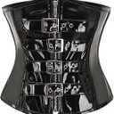 bslingerie Womens PVC Leather Underbust Waist Training Body Shaper Bustier Corset Top (Black, XXL)