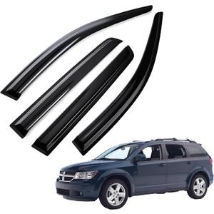 Tape on Wind Noise Reduction Rain Guards for 2008-2017 Dodge Journey, 4-Piece Side Window Visors, UV Resistant & Weatherproof, No Drill Installation