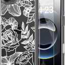 ICEDIO for iPhone 16e Case with Screen Protector-Clear with Fashionable Trendy Patterns-Designed for Girls and Women-Slim Fit Cover-Protective Phone Case 6.1" Elegant White Blooming Floral