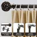 2Pack Bronze Curtain Rods 36 to 88 inch (3-7.3 ft), 1 Inch Diameter Adjustable Heavy Duty Decorative Curtain Rods with Decorative Openwork Carved finials for Living Room Bedroom Windows