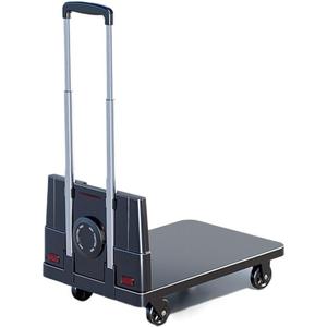 Platform Truck Household Transport Flatbed Trolley Cargo Trailer Foldable Portable Vehicle Heavy Object Handcart to Pick Up Express Delivery(Black,Small)