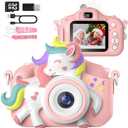 Kids Camera for 3-8 Years Old Toddlers Children's Boys Girls Selfie Camera 20 MP HD 1080P IPS Screen Dual Digital Toy Camera for Kids Christmas Birthday Gifts with 32Gb Card (Pink White-Unicorn)